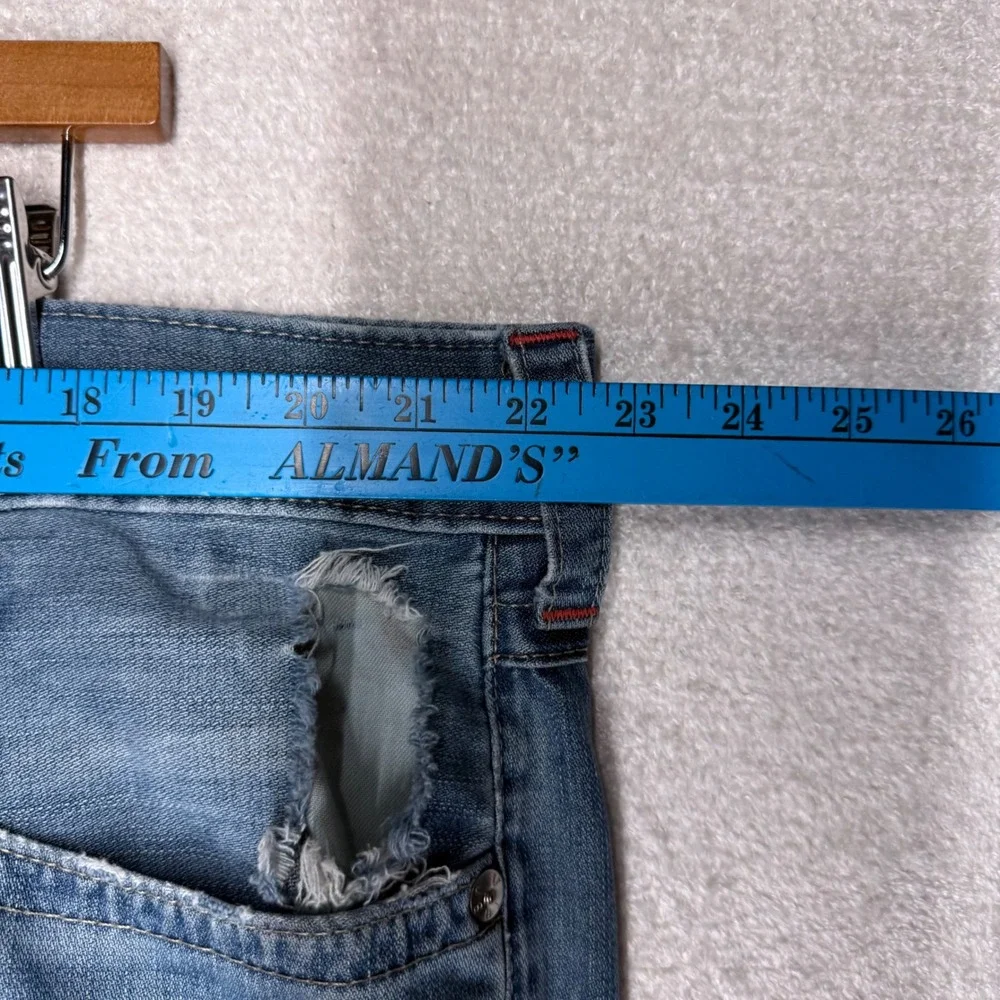 True Religion Men's 44 Straight Distressed Denim Shorts Horseshoe Jorts Blue